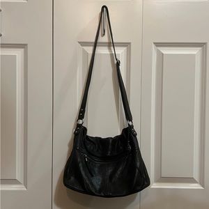 The Sak Leather Foldover Flap Black Bag